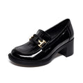 British Style Small Versatile Thick-soled High Metal Buckle Chunky Loafers