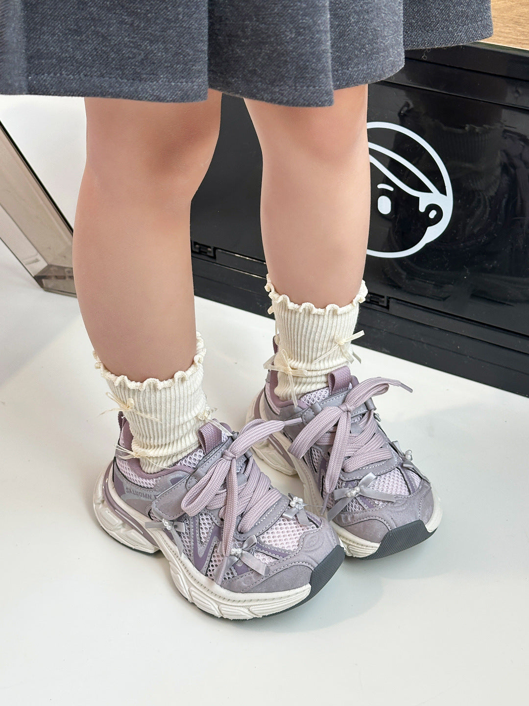Children's Hollow Mesh Single-layer Bow Daddy Sneakers