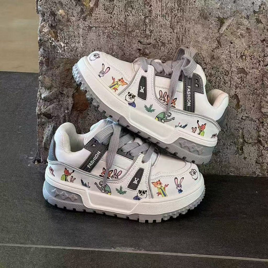 Children's Spring Cartoon Board Boys Medium Big Children's Sports Shoes