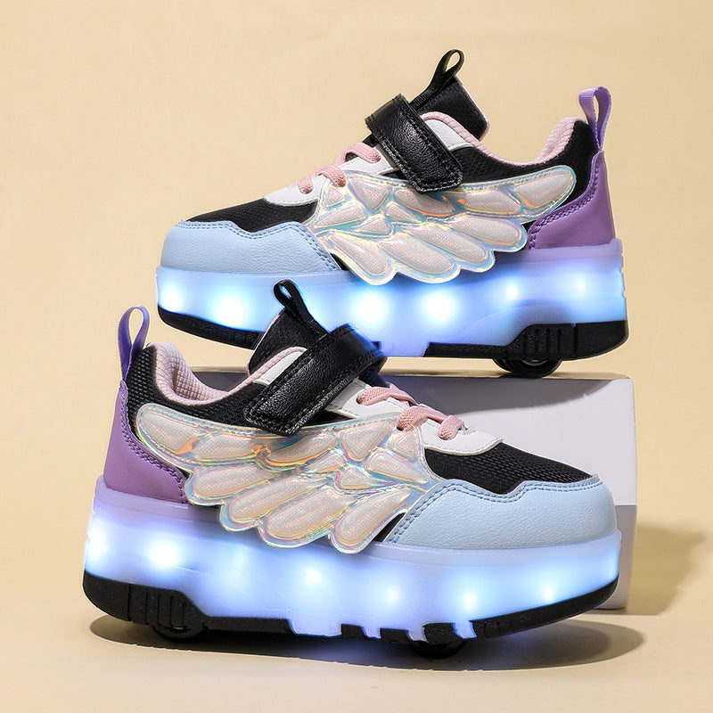 Children's Fashion Trendy Cool Light Skateboard Skates Colorful Children's Sports Shoes