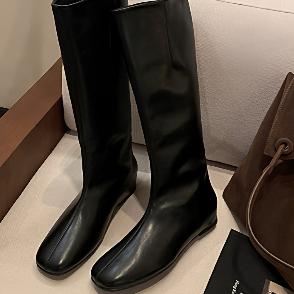 Below The Knee Korean Style British Knight Slim Fit Veet Boots