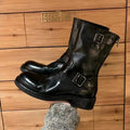 Buckle Design Horse Round Head Small Chunky Increased Look Straight Women's Leather Boots