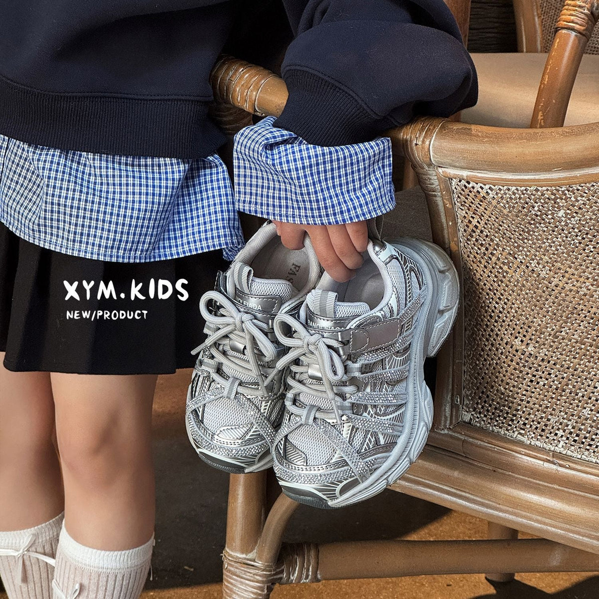 Children's Rhinestone Spring Korean Style Fashion Mesh Children's Sports Shoes
