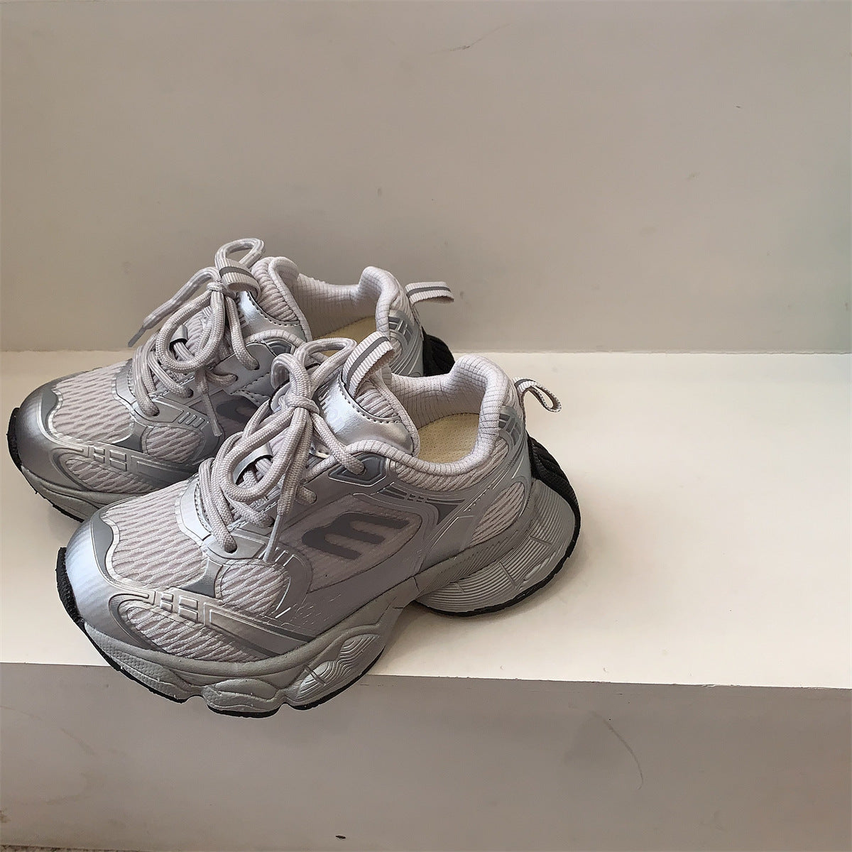 Children's Retro Metallic Spring Daddy Mesh Breathable Boys For Catwalk Soft Children's Sports Shoes