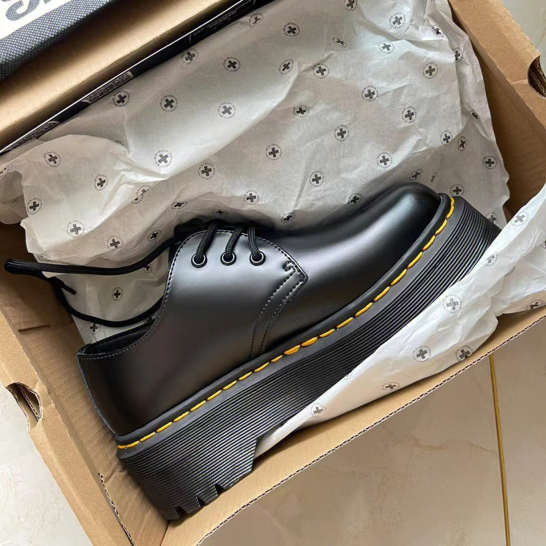 Black British Style Genuine Platform Martin Leather Shoes