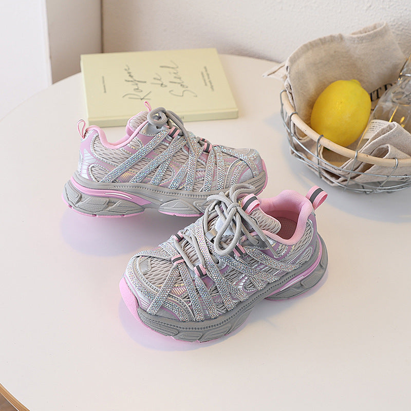Children's Trendy Spring Retro Rhinestone Little Dad Casual Shoes