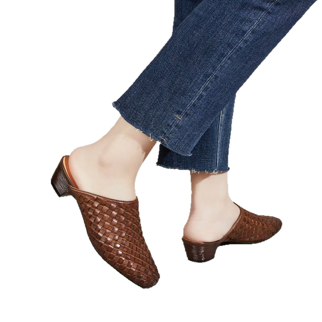 Breathable One Pedal Outer Wear Small Closed Toe Women's Casual Shoes