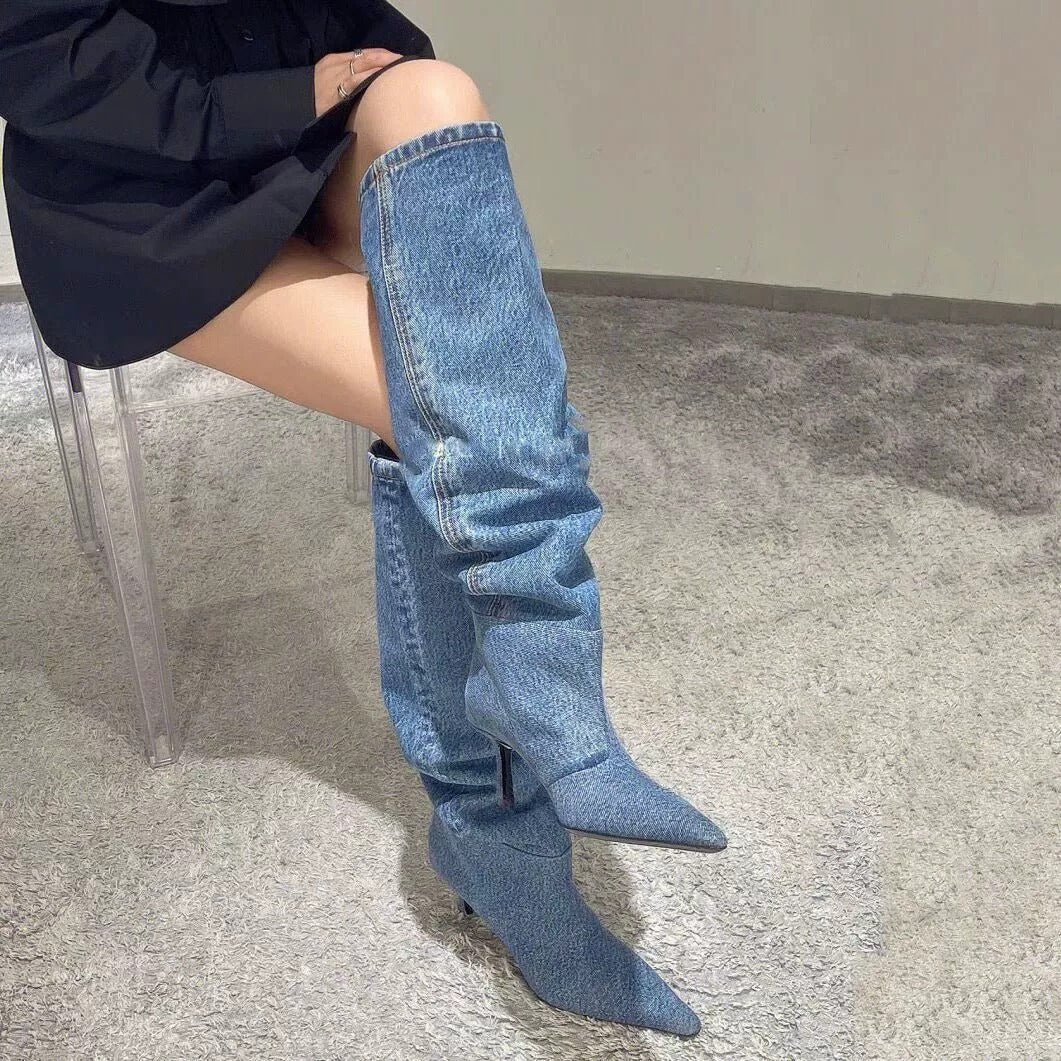 Below The Knee Pleated Pile Style Women's Fashion Shoes