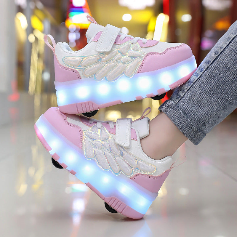 Children's Fashion Trendy Cool Light Skateboard Skates Colorful Children's Sports Shoes